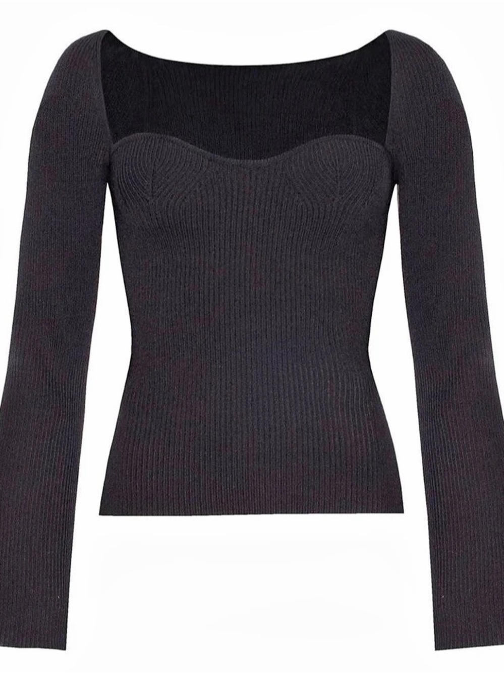 Pixie Ribbed Long Sleeve Top in Black Size Small Like New